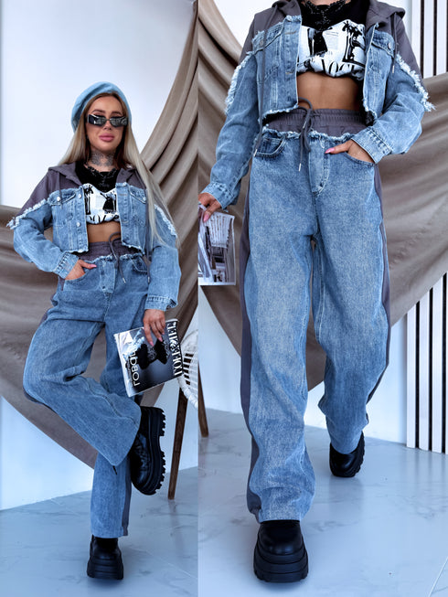 Džinsa komplekts "DENIM DAZE D0050" - zils ar pelēku
